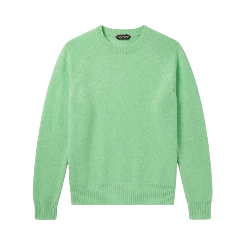 TOM FORD Maglione Girocollo Verde in Cashmere e Lana