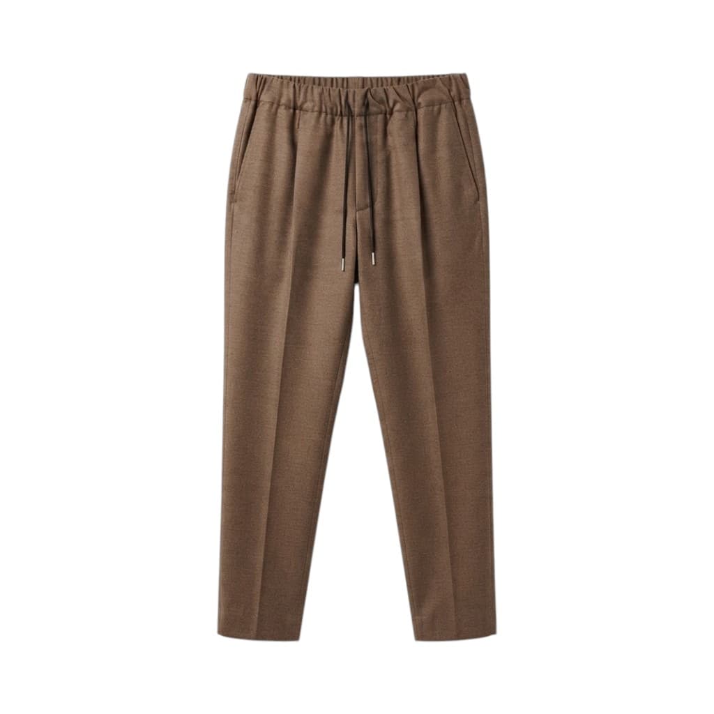 LOWBRAND Pantaloni Cammello Eleganti con Cintura Elasticizzata