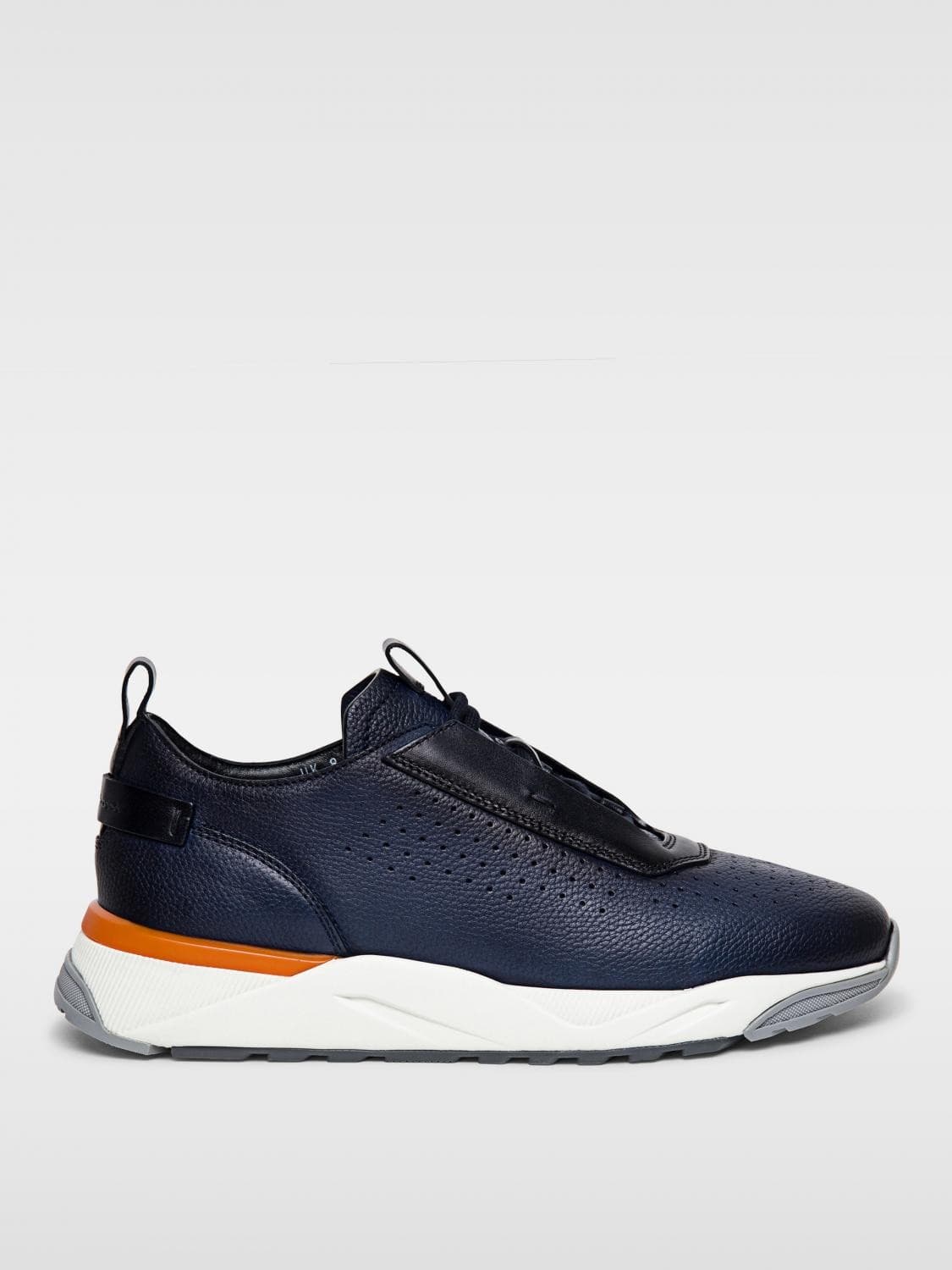 Santoni Sneakers Uomo in Tessuto Blu con Dettagli Marroni