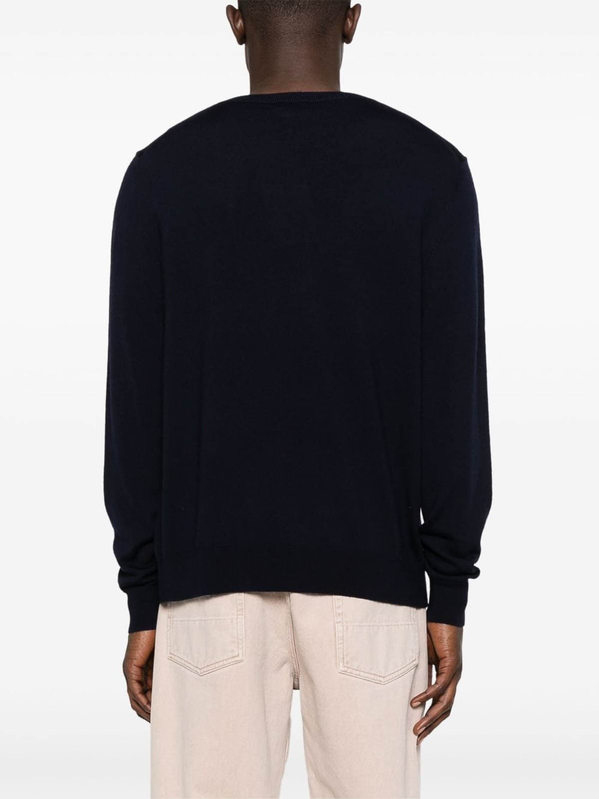 ETRO Maglione Girocollo Uomo Blu in Lana con Logo Ricamato