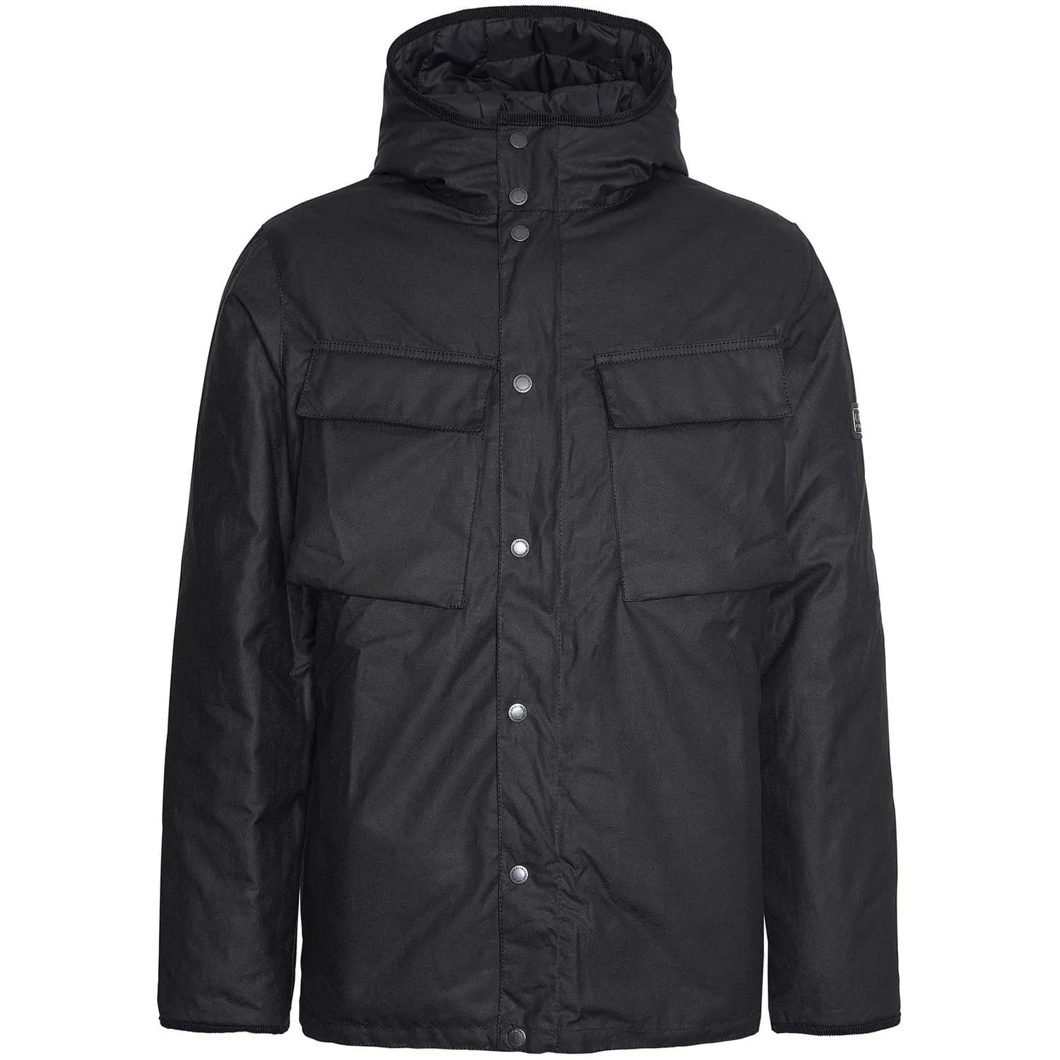 Barbour Giacca Longwell Wax Nera con Cappuccio