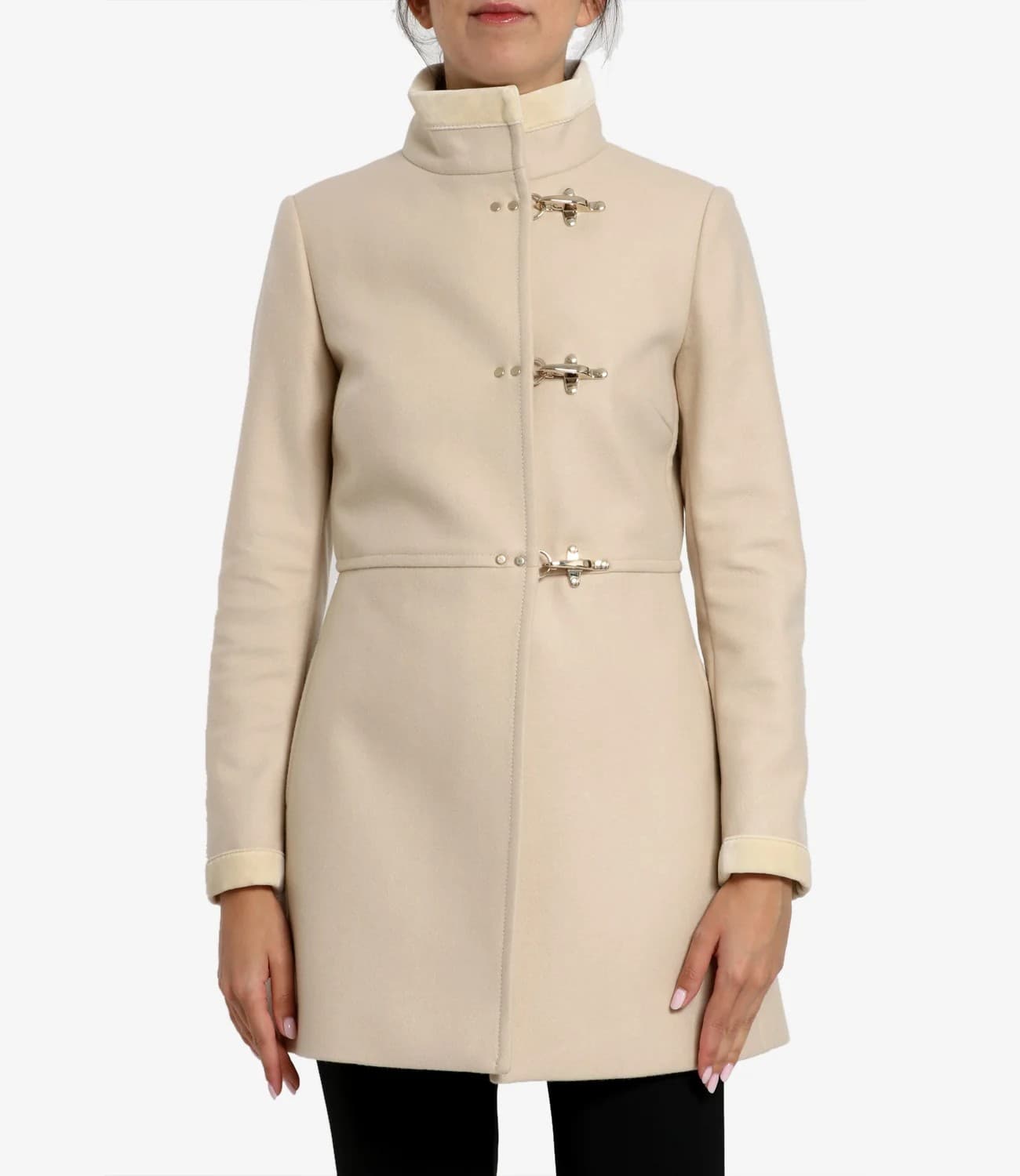 Fay Virginia Cappotto Donna Nero in Misto Lana Vergine