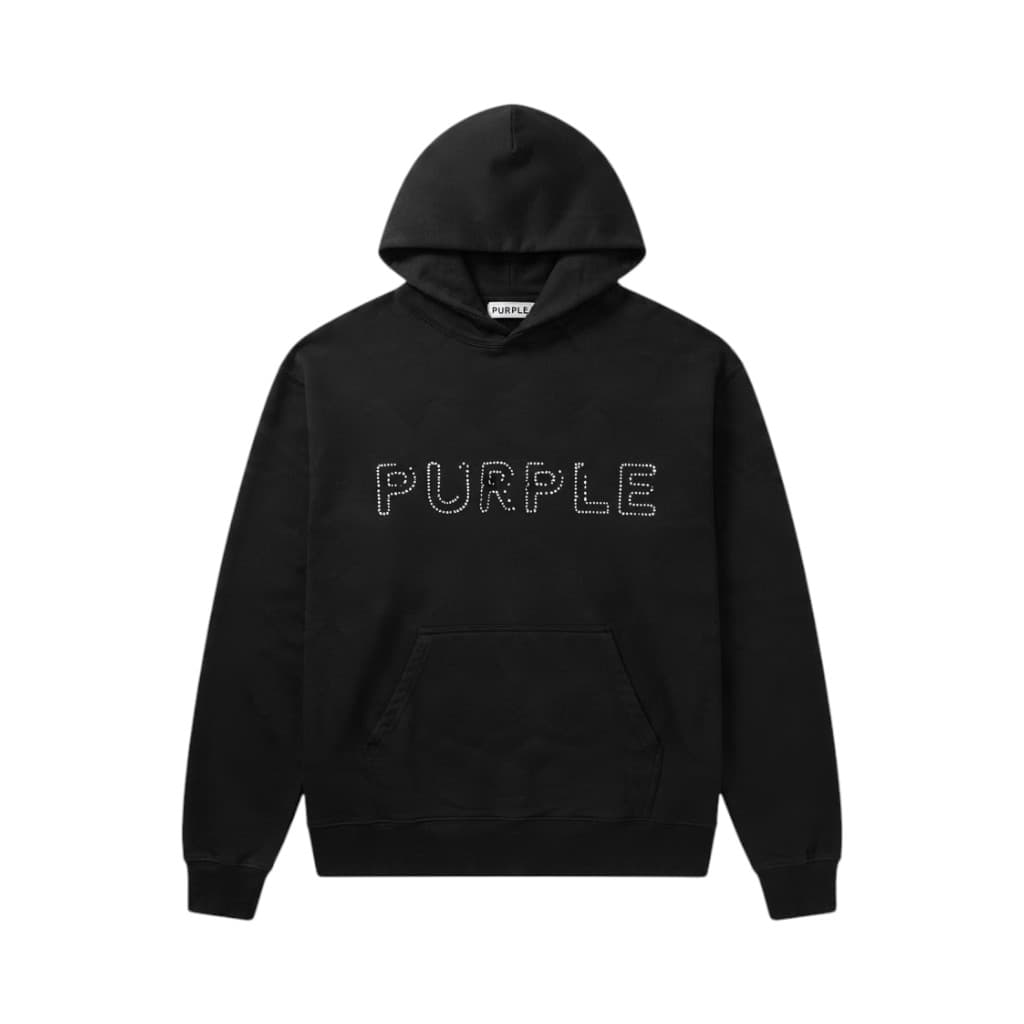 PURPLE BRAND Felpa Oversize Nera con Logo Strass