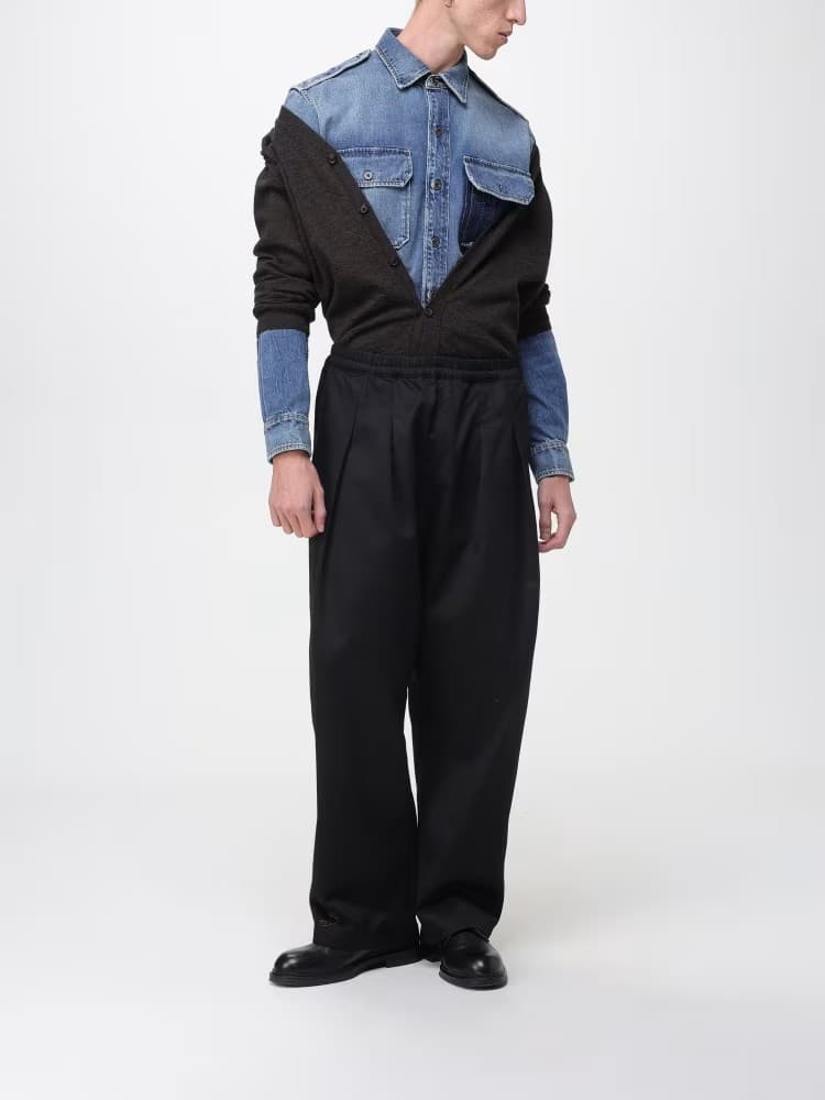 Maison Margiela Cardigan Uomo Marrone in Lana con Patch sui Gomiti