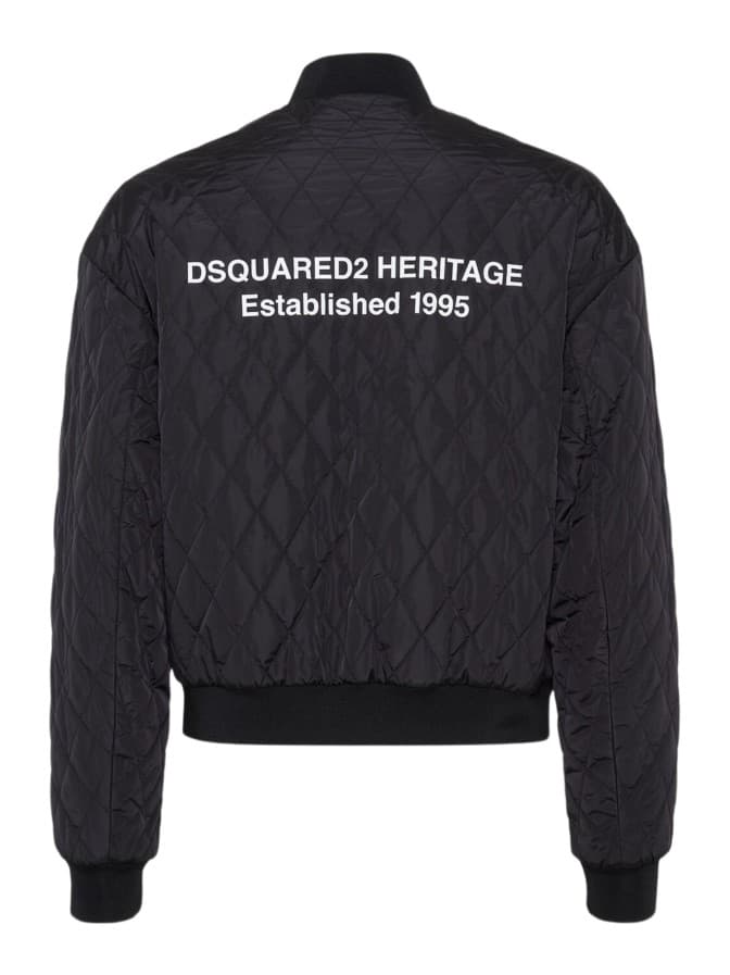 Dsquared2 Bomber Uomo Nero Trapuntato con Logo