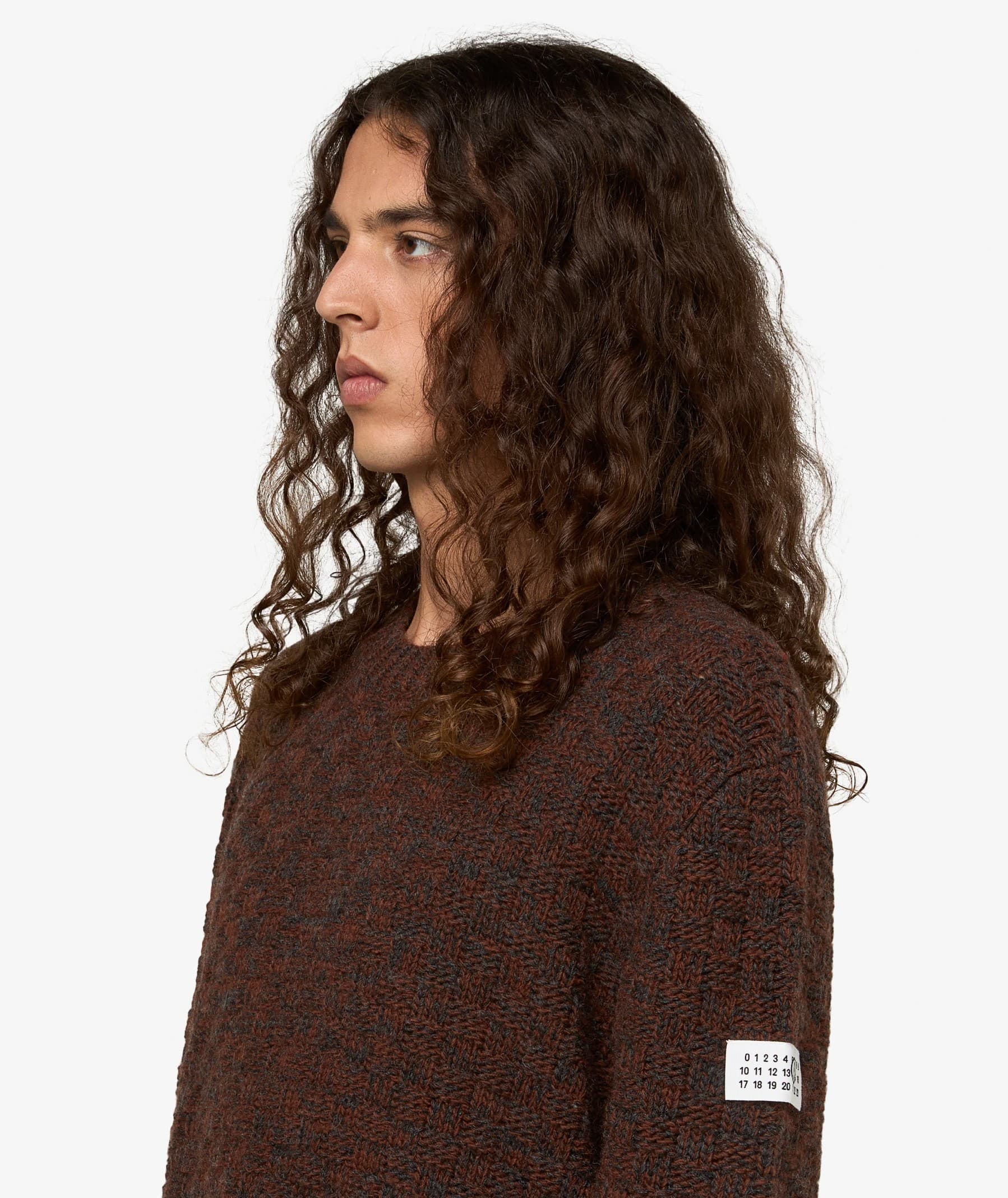 MM6 Maison Margiela Maglione Girocollo in Marrone e Grigio