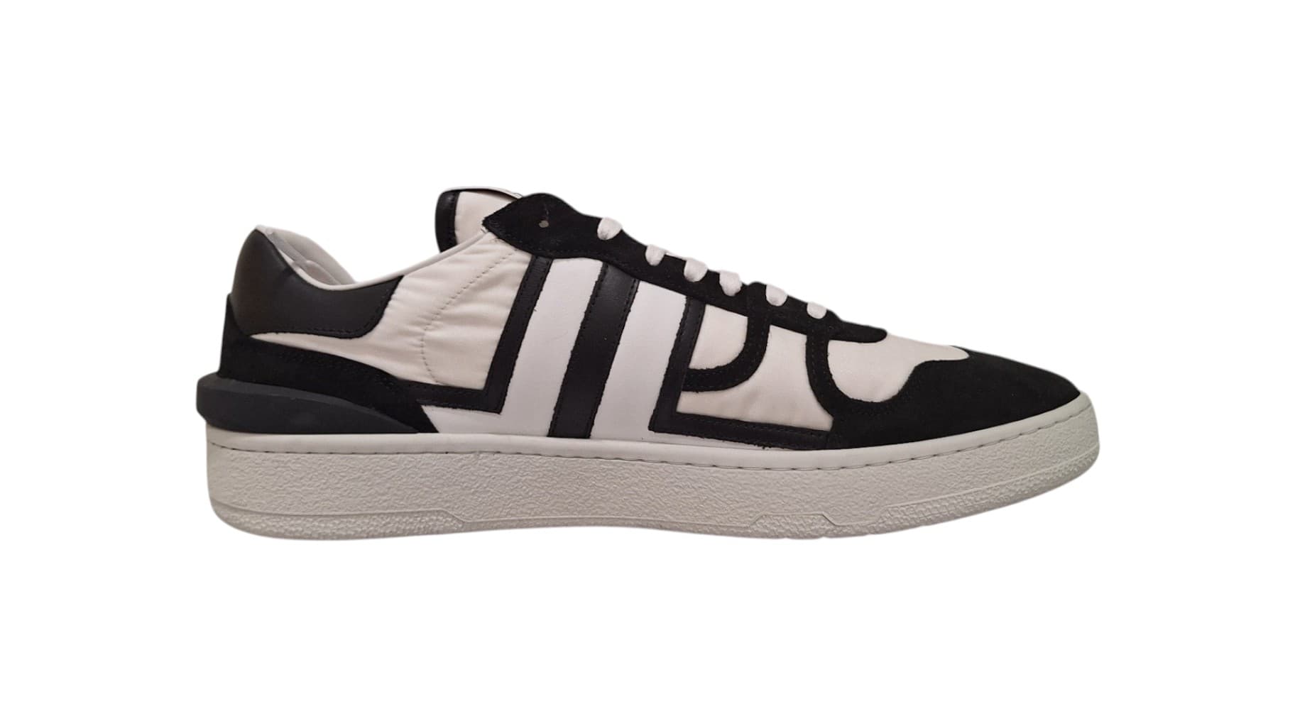 LANVIN Sneakers in Bianco e Nero con Dettagli in Pelle