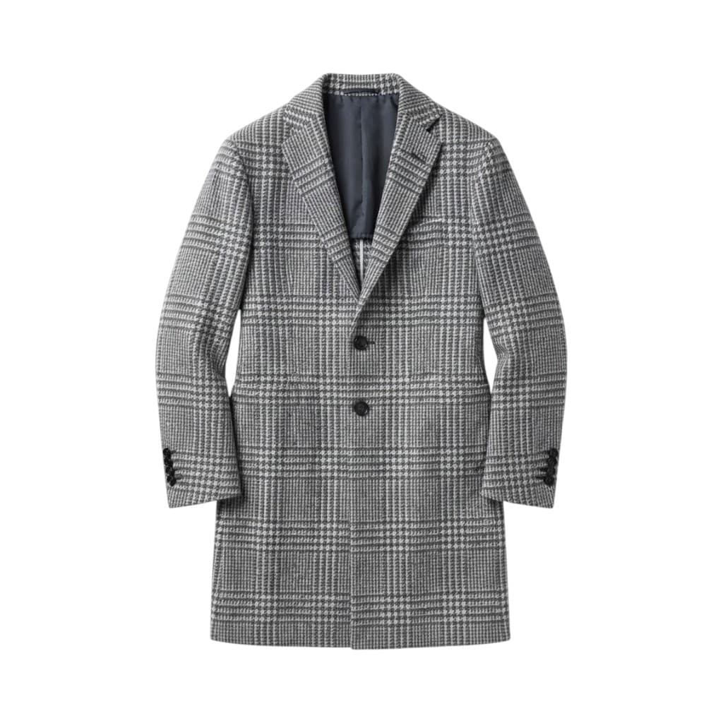 SARTORIO Giacca Cappotto Grigio e Bianco in Tessuto a Quadri