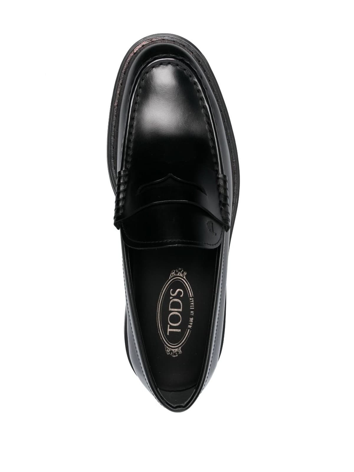Tod's Mocassini Uomo Neri in Pelle con Suola in Gomma
