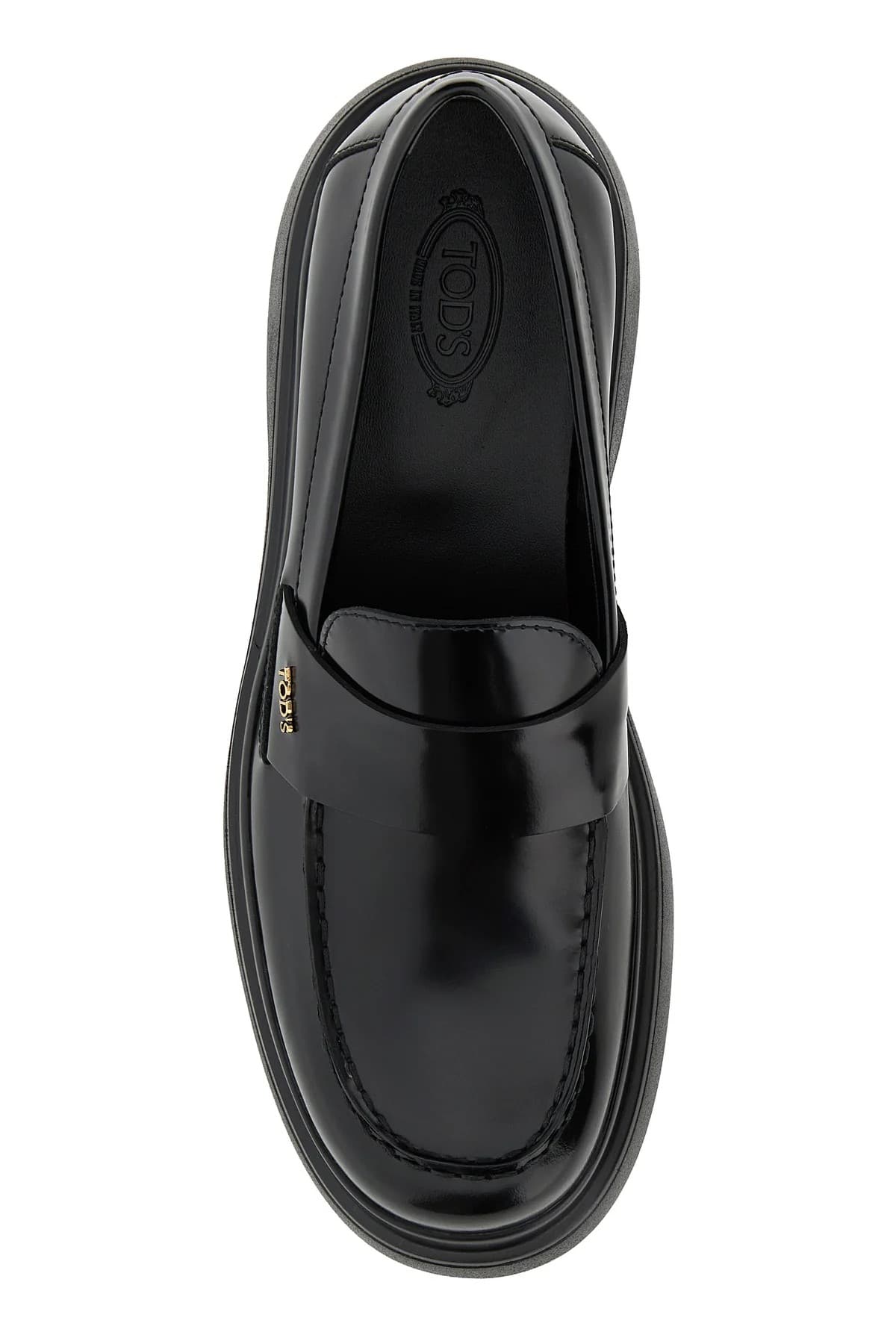 Tod's Mocassini Donna Neri in Pelle Spazzolata con Suola Chunky