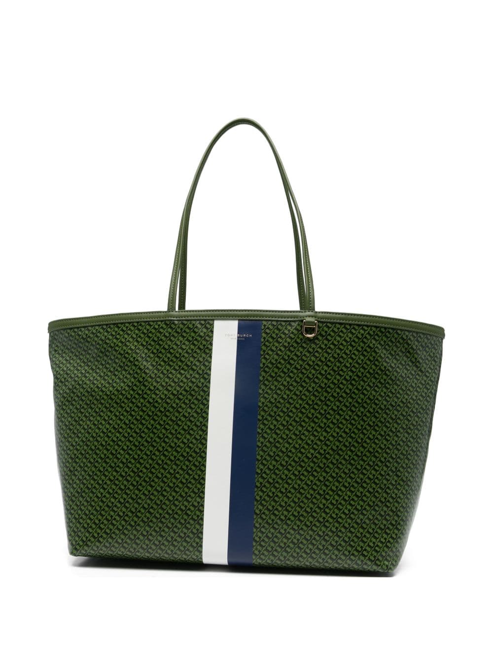 Tory Burch green woman racer tote bag