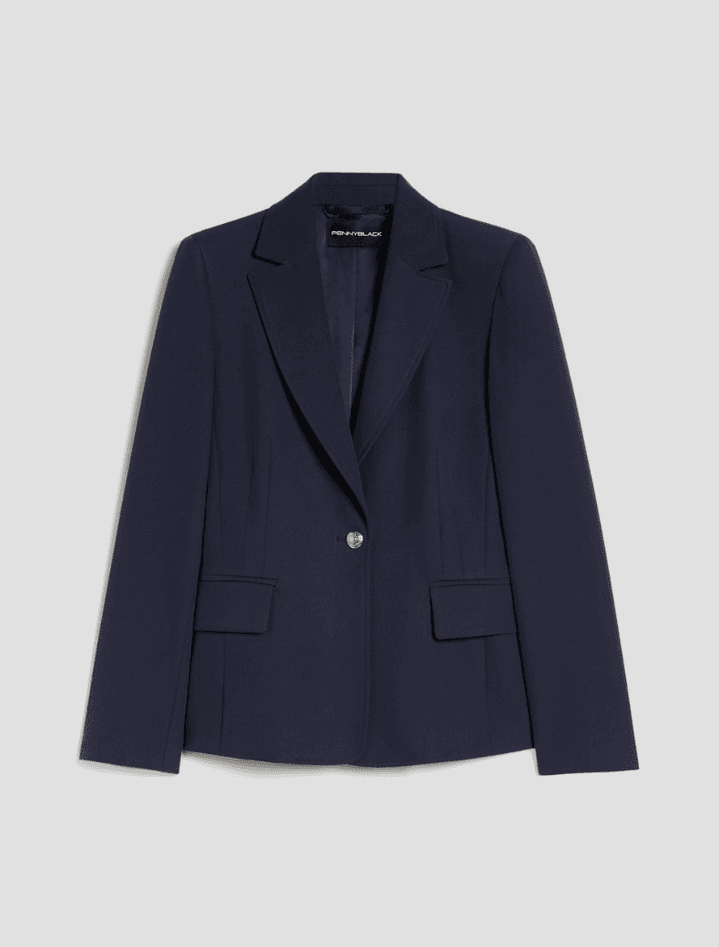 single-breasted blazer in twill blue woman