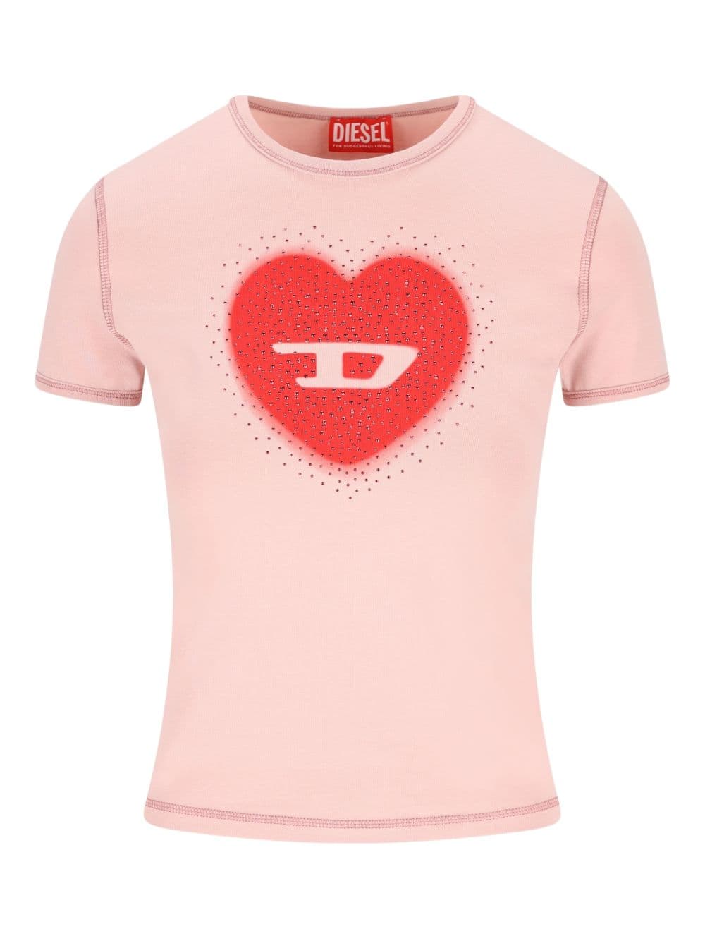 Diesel t-shirt heart woman pink