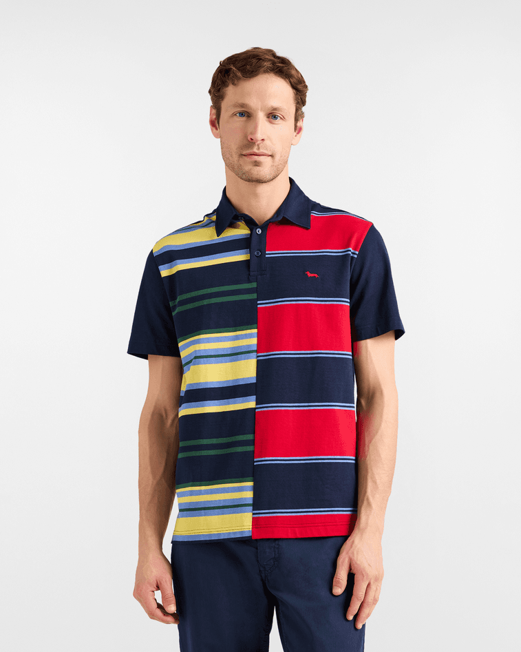 polo patchwork strips man blue