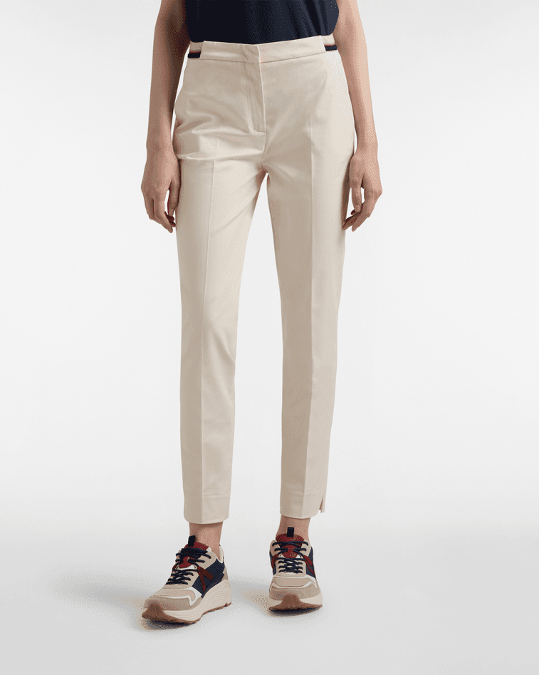 Chino trousers with elastic beige woman