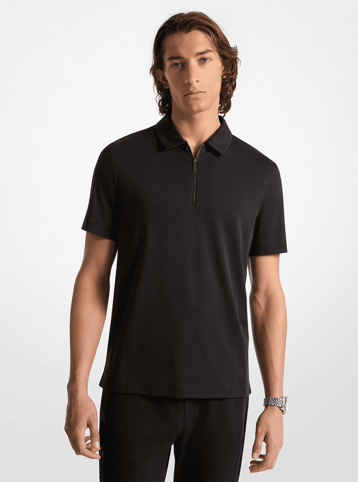polo with half zip man black