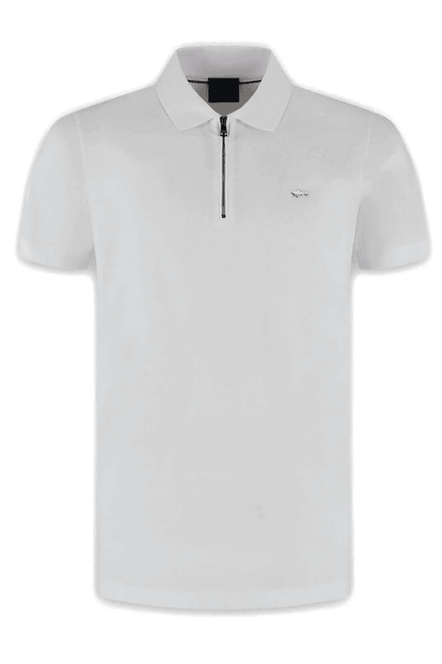 polo with zip man white