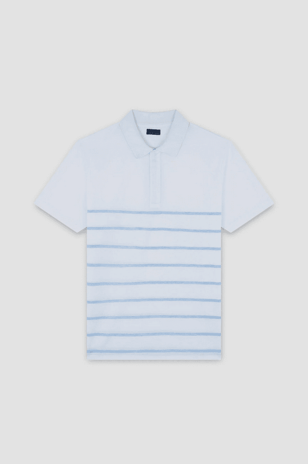 striped pole man white-blue