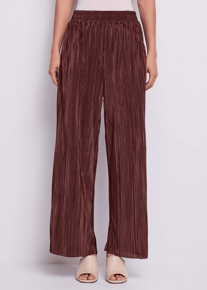 pants plisse woman brown