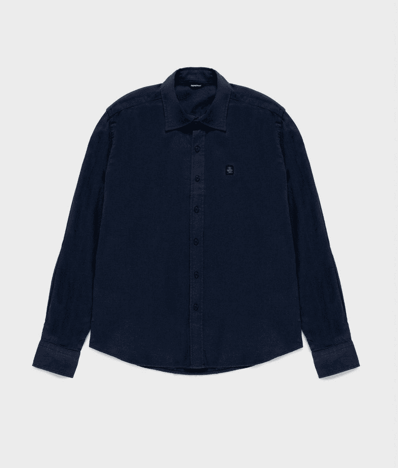 shirt mixed linen man navy blazer
