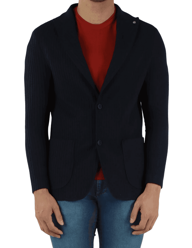 blue man ribbed jacket