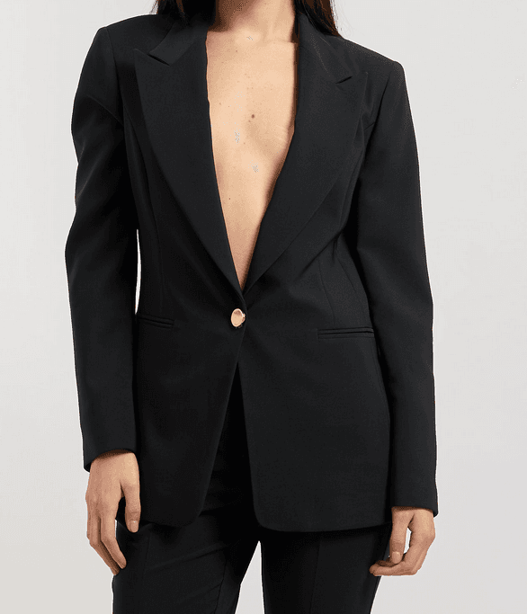 black single-breasted jacket