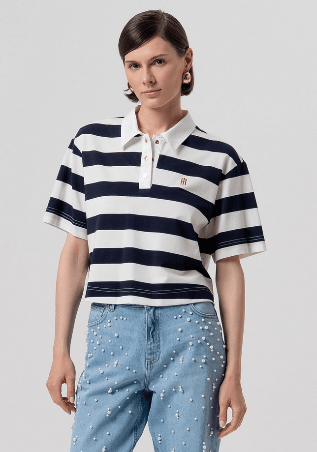 striped pole woman cream-darkblue
