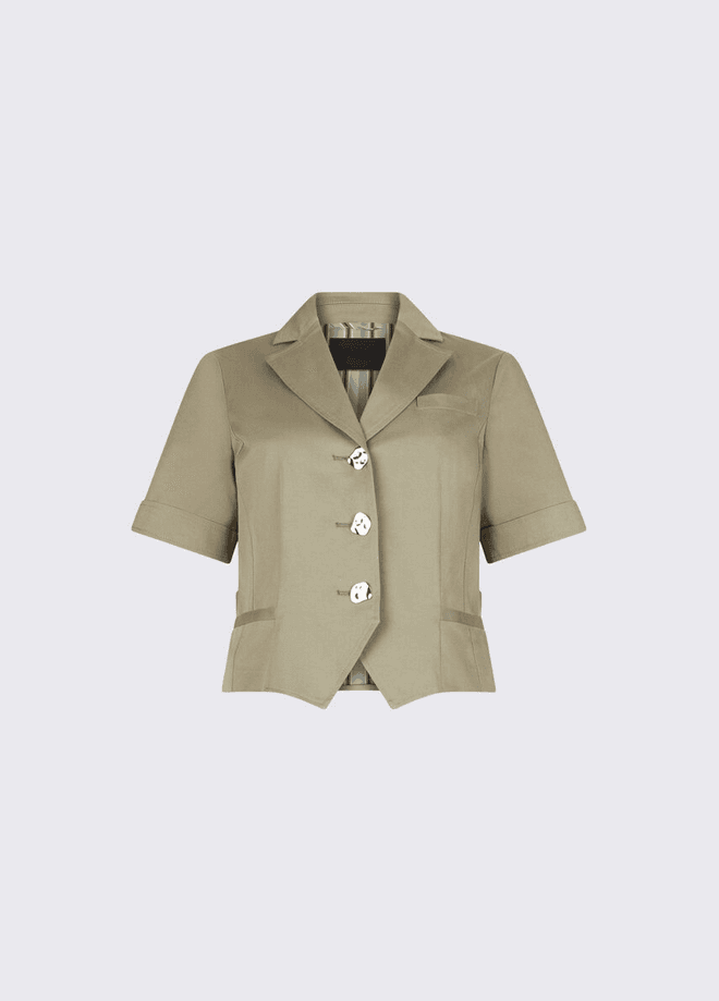 green woman jacket
