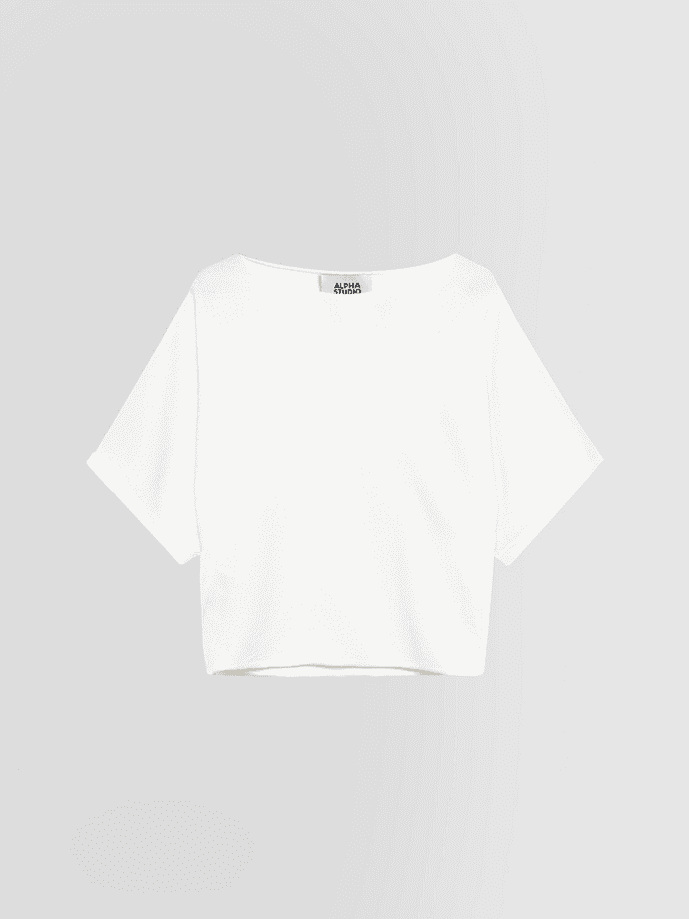 mesh with white woman boat neck