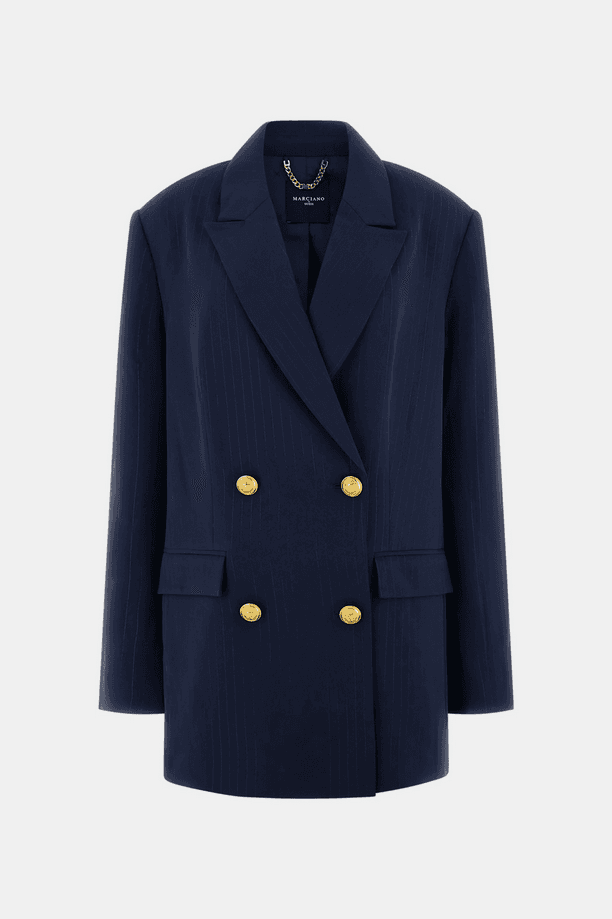 Thin striped jacket dark blue woman