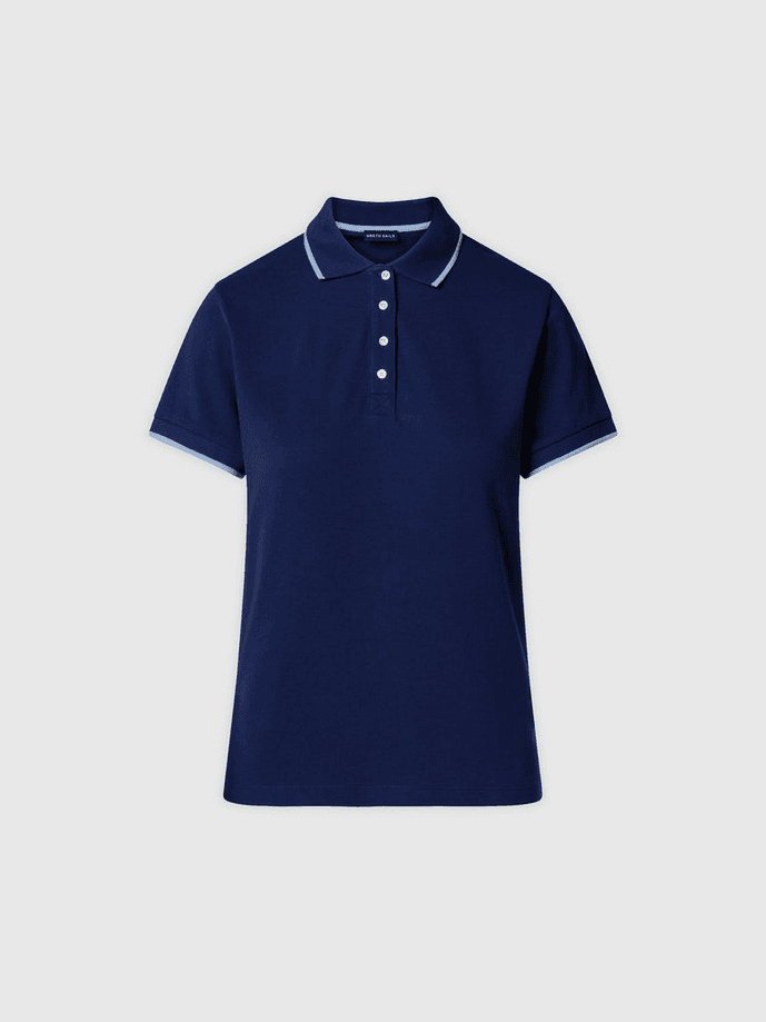 blue woman polo