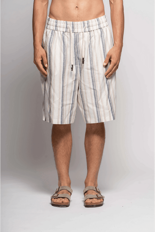 striped bermuda man blue