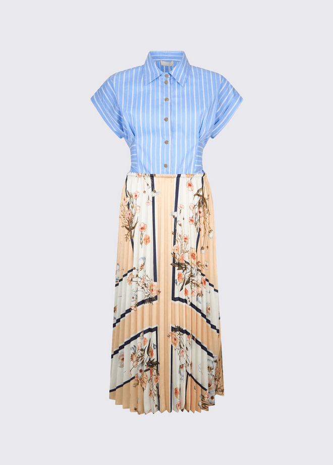 pleated dress blue woman