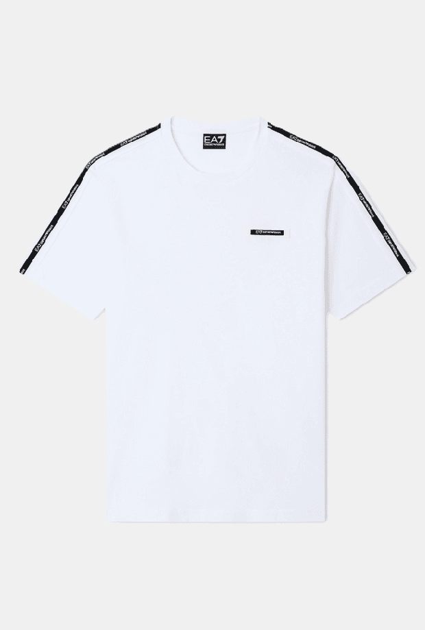t-shirt with logo shoulders man white