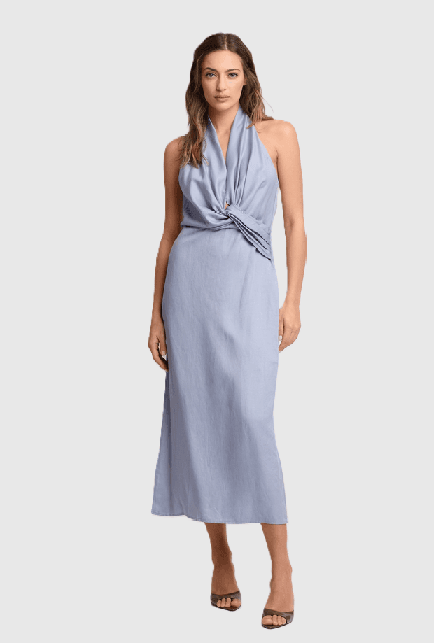 woman blue dress