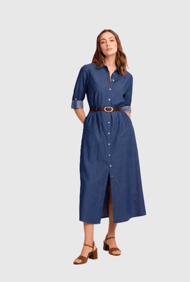 woman blue dress