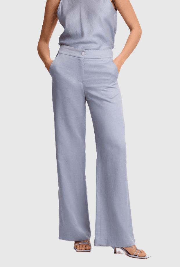 trousers wide leg woman blue