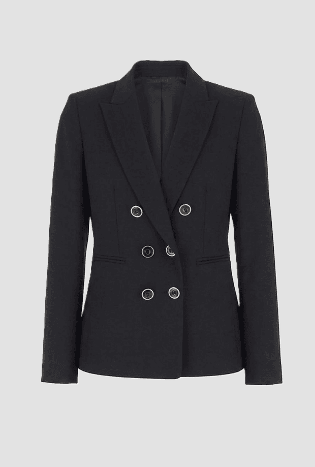 double-breasted black woman jacket