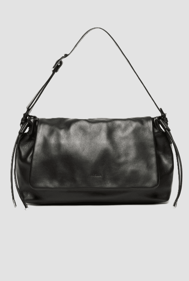 medium handbag in black woman leather