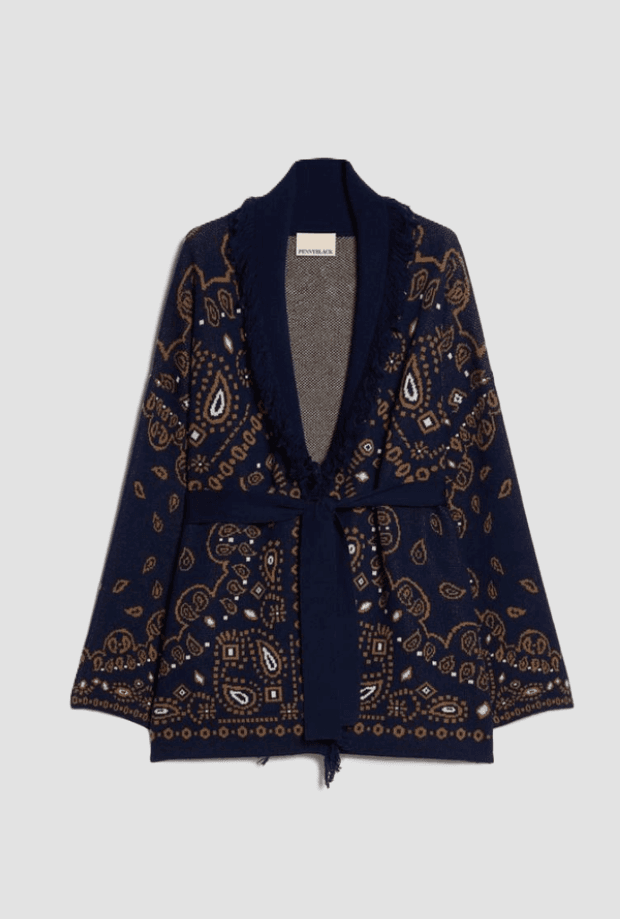 cardigan in mixed wool blue woman