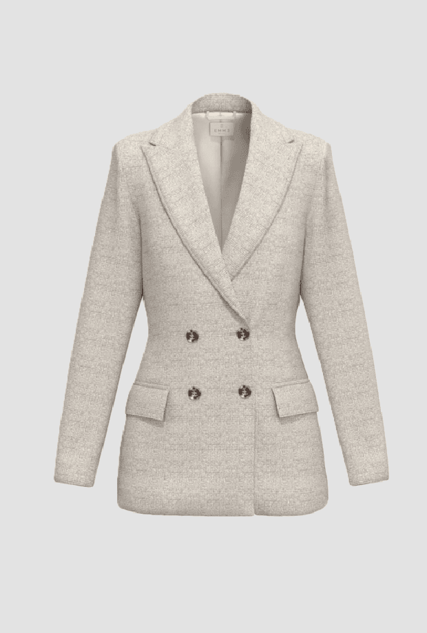 grey double-breasted jacket