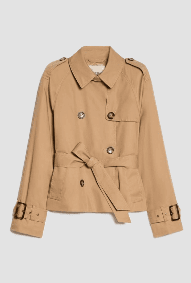 cropped trench woman camel