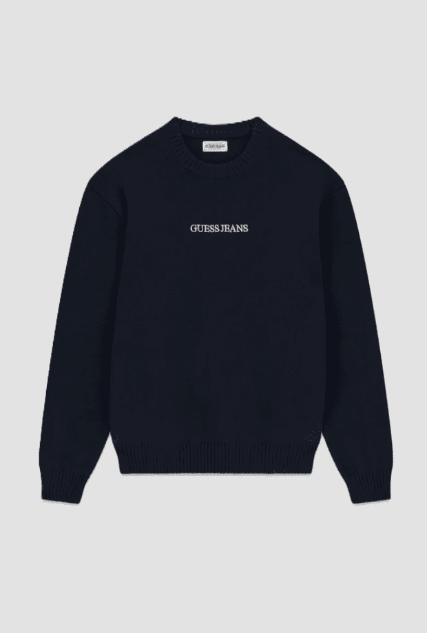 blue man embroidered sweater