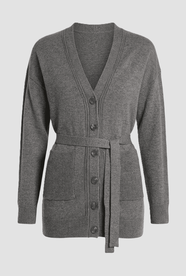 v cardigan with grey women's belt