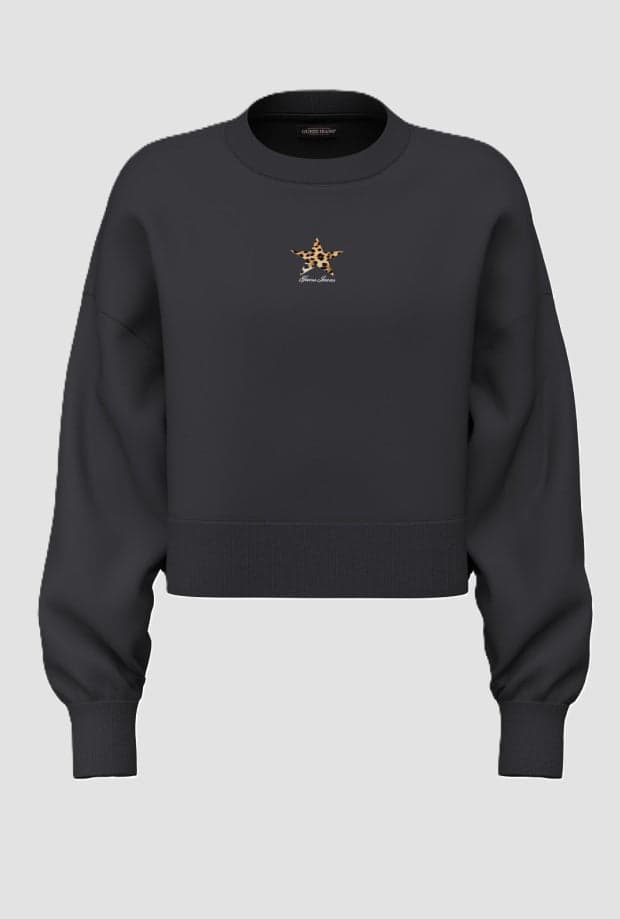 Crop sweatshirt woman black
