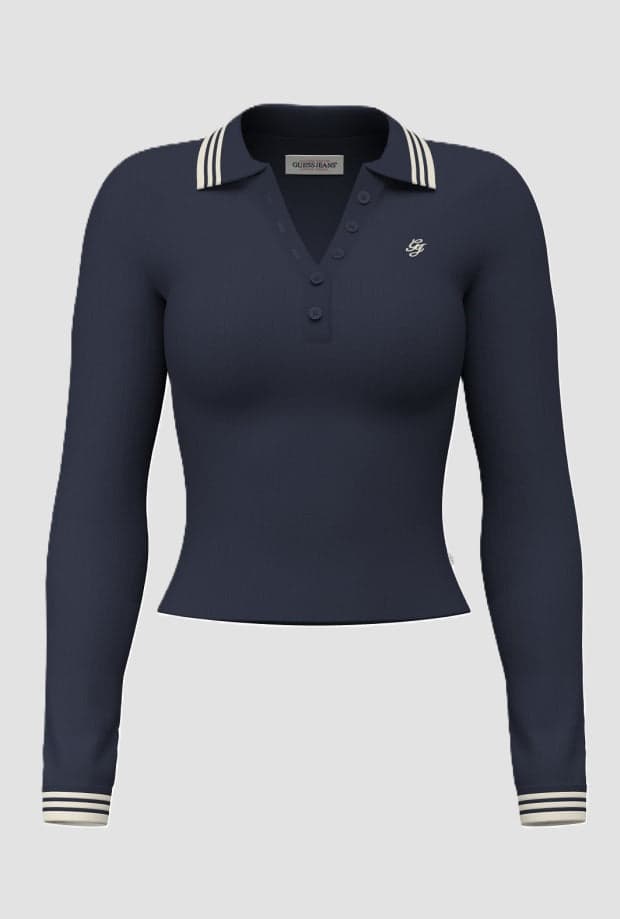 polo with details woman navy blue