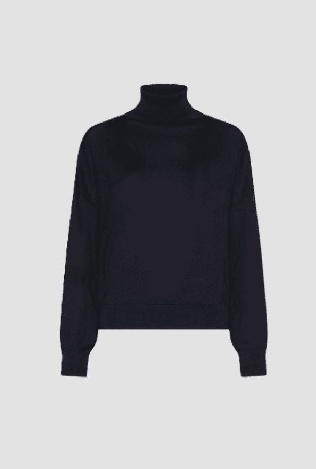 blue woman turtleneck