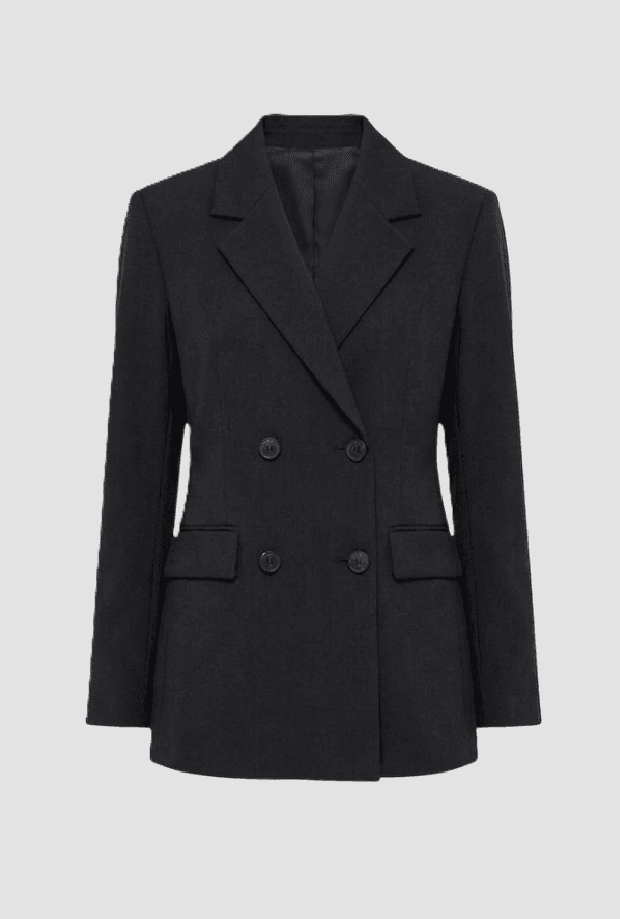black double-breasted jacket