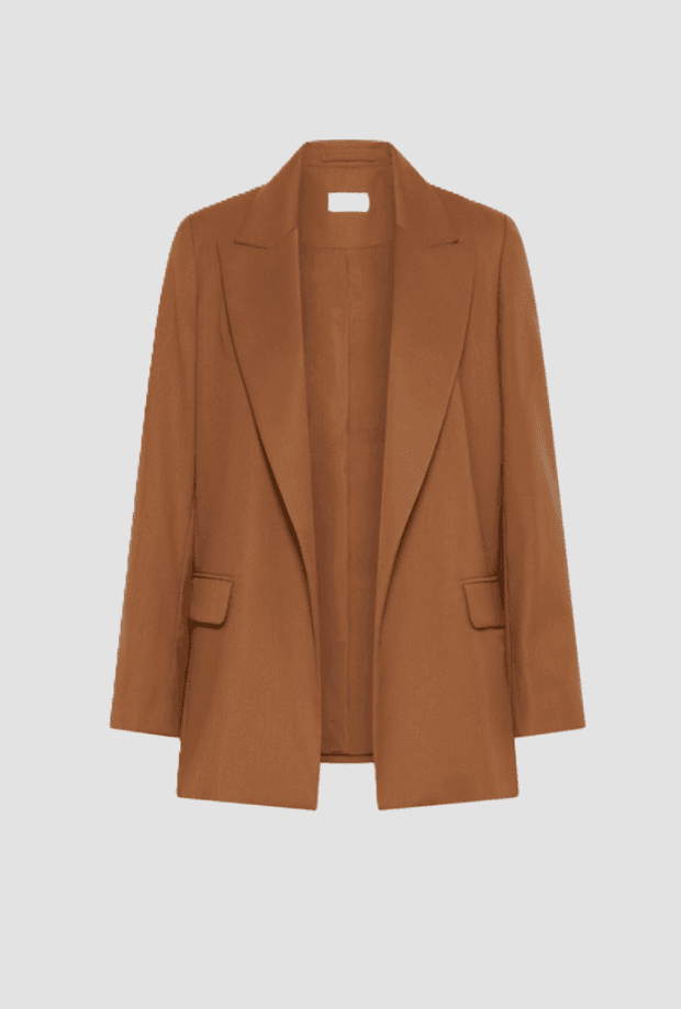 jacket without buttons woman tobacco