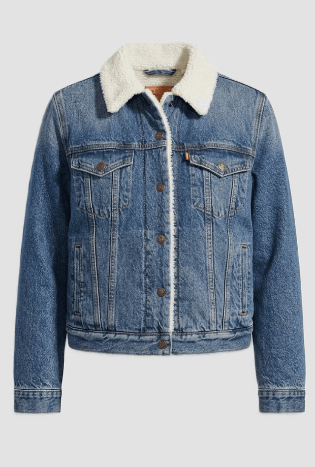 jacket sherpa trucker woman blue medium